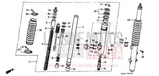 FRONT FORK (2) CR125RG de 1986